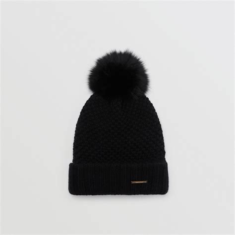 burberry pom hat|Ribbed Cashmere Beanie in Black .